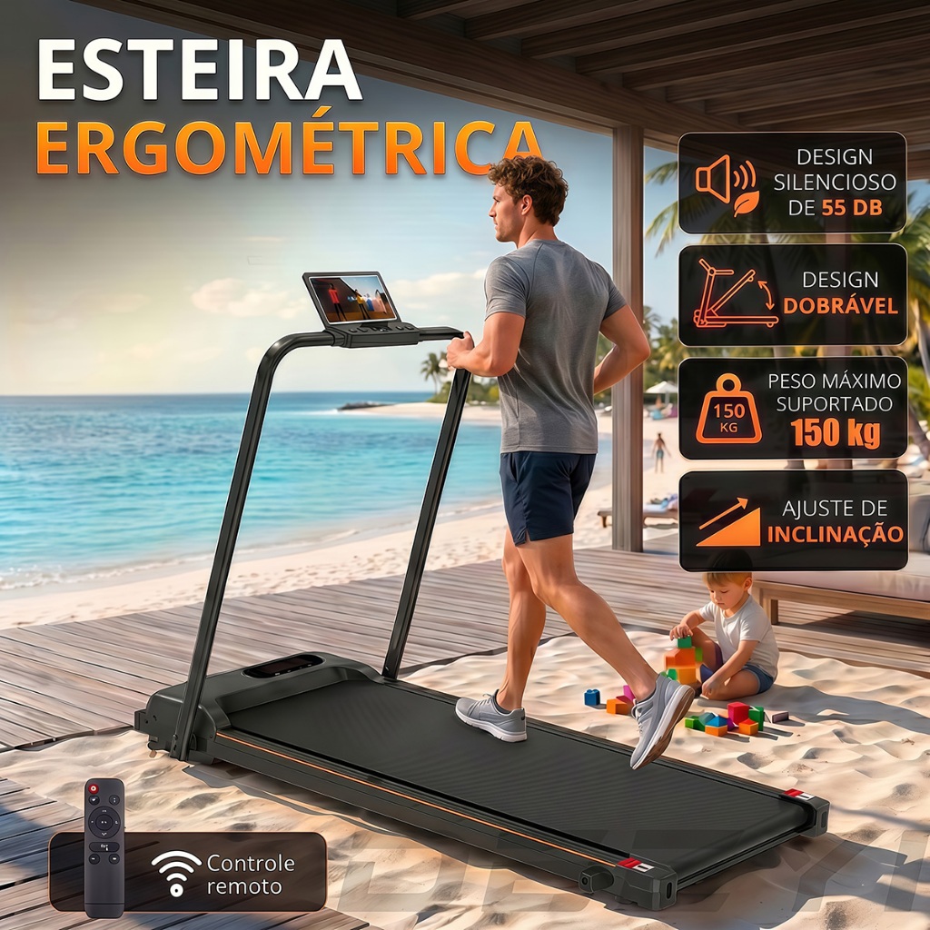 DEEYI Esteira Ergométrica Elétrica Silenciosa Dobrável Com LED Display Home Fitness 2.0 HP Capacidade 150kg