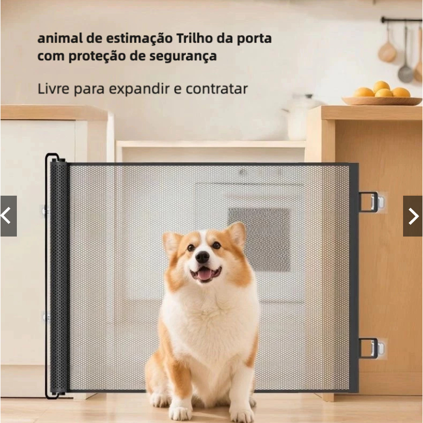 Portão de Segurança Retrátil para Cães e Gatos - Tamanho Ajustável