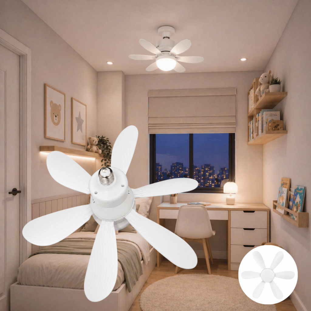 Imagem Ventilador de Teto Com Luz 100W Led 3 Tipos de Luz + Controle Remoto Ventilador C/ 6 Hélices Bivolt Quarto Sala