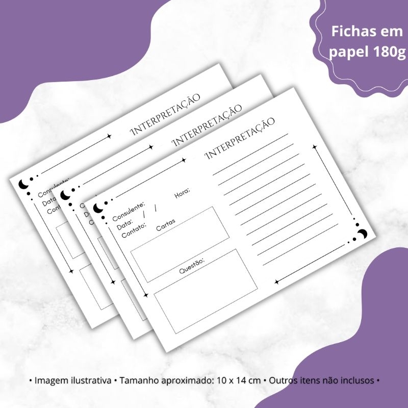 Ficha de Atendimento para Tarot e Baralho Cigano Bloco para Tiragens e Interpretação