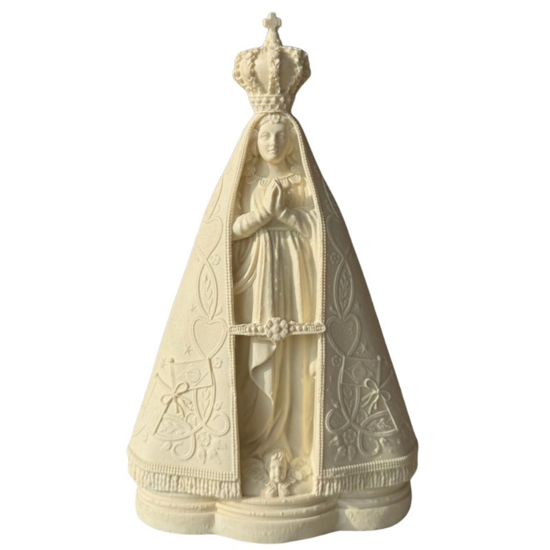 Imagem Nossa Senhora Aparecida 15cm Pó De Mármore Marfim