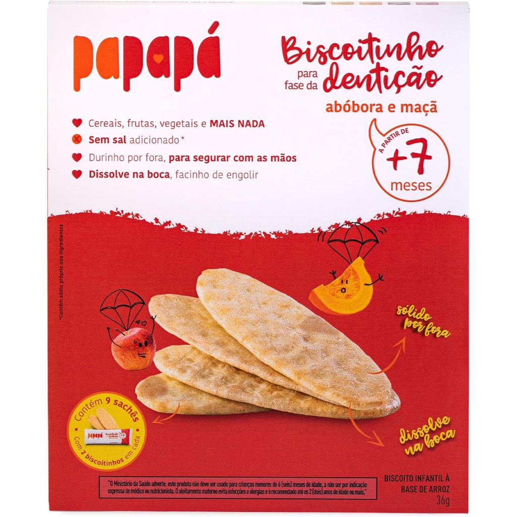Biscoito Papapá Crocante Abóbora e Maçã Sem Glúten 36g