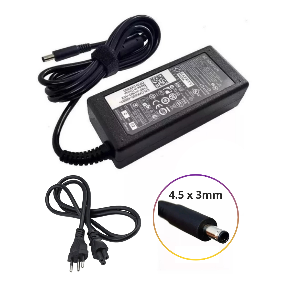 Fonte Carregador Dell LA65NS2-01 19.5V 3.34A Plug 4.5x3.0mm ORIGINAL