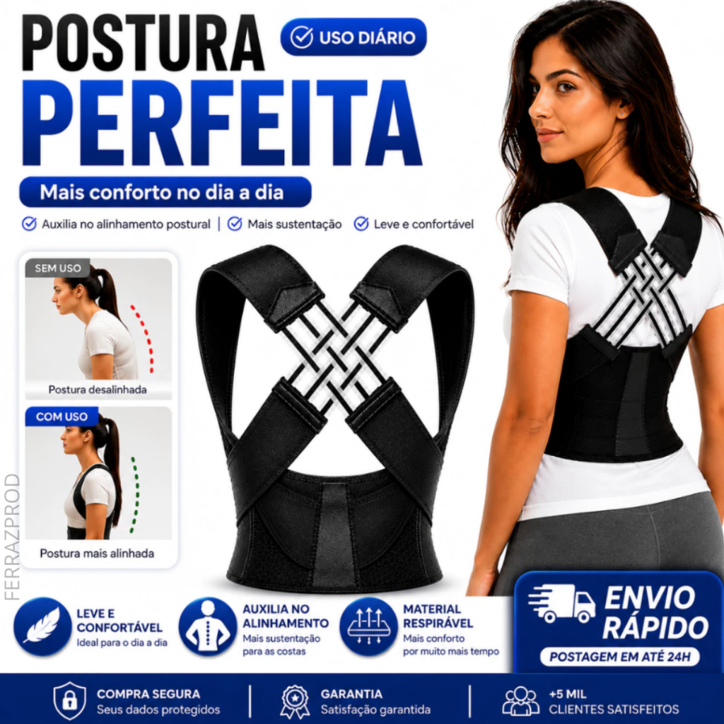 Colete Postural com Suporte Lombar Ajustável
