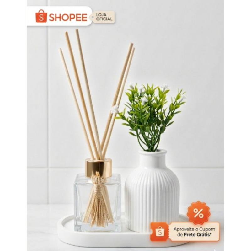 Kit Lavabo Difusor De Ambientes Com Bandeja Gesso E Vaso Decorativo Centro De Mesa Sofisticado Luxo Minimalista