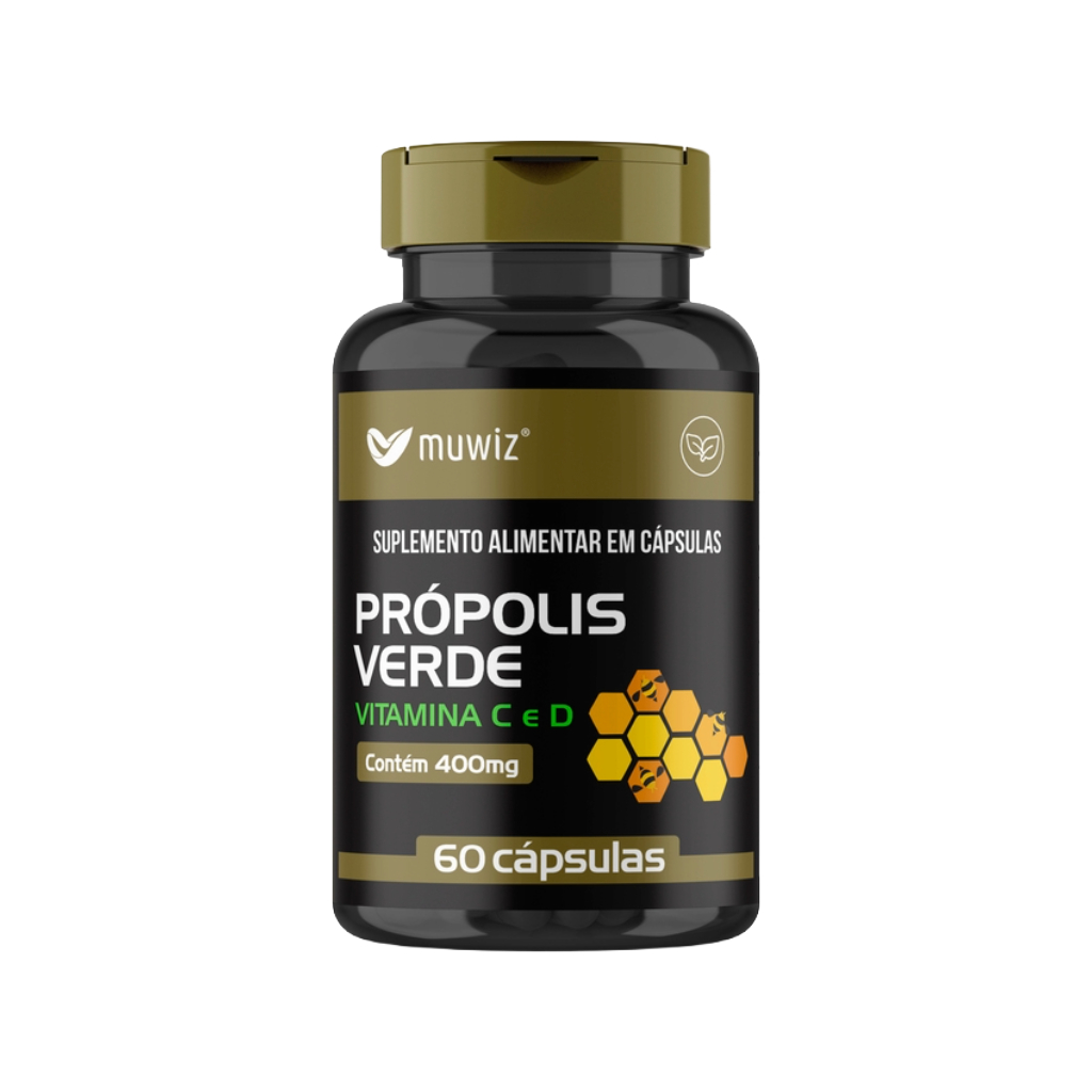 Própolis Verde Vitamina C E Vitamina D 60 Cápsulas Muwiz