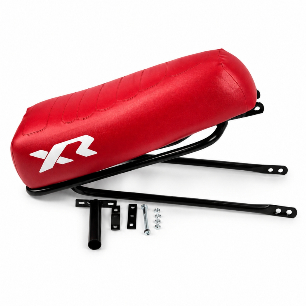 Banco XR Vermelho e Rabeta para Bicicleta e Mobilete Preto Bagageiro Reforçado