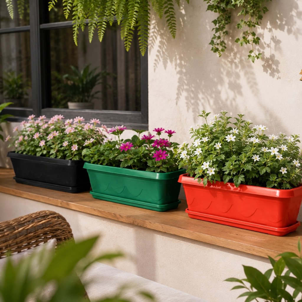 Vaso Jardineira Floreira retangular 60 cm Plástico PP 3 opções de cores