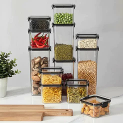 POTE HERMÉTICO HAUSHOP KIT 12 POTES PARA ALIMENTOS SEGURO TRANSPARENTE