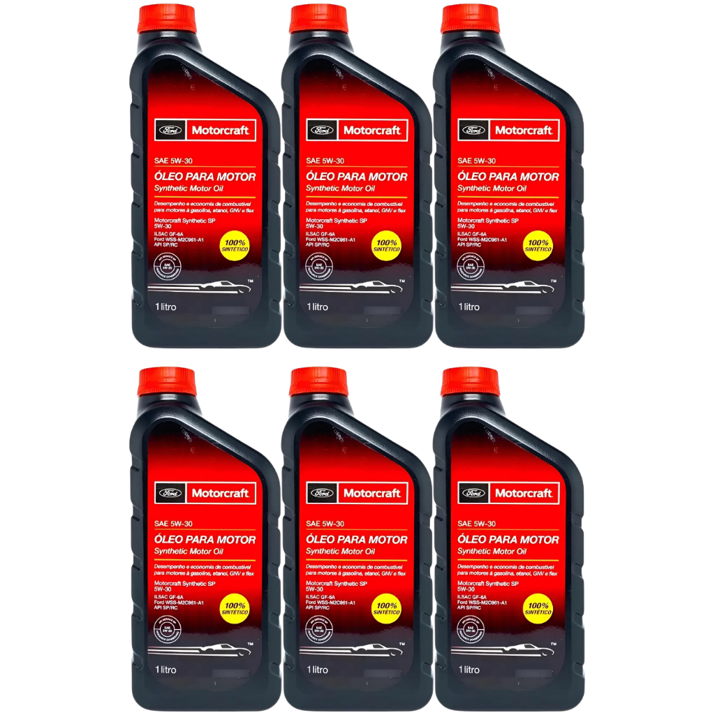 Kit 6 Litros 5W30 FORD Motorcraft 100% Sintetico Original + Etiqueta Revisão Original Ford