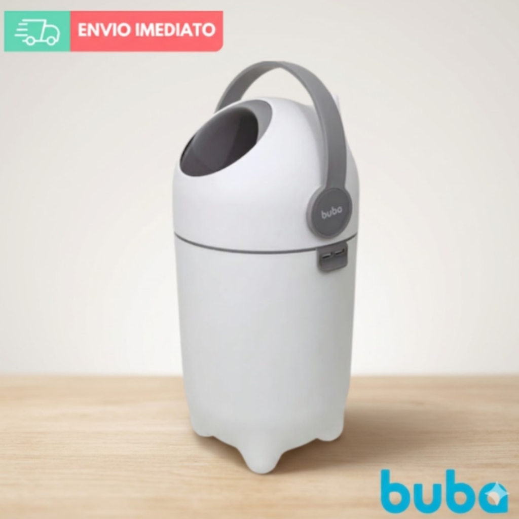 Lixeira Antiodor Para Fraldas Buba Lixo Magico Descarte Fraldas 10L Capsula Giratória  Lixeirinha