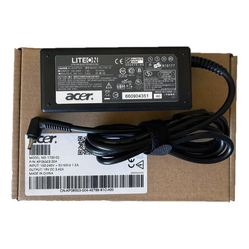 Carregador Notebook Acer Aspire 3 Aspire 5 A515 A515-54 65W 19V 3.42A Pino Fino Original Bivolt