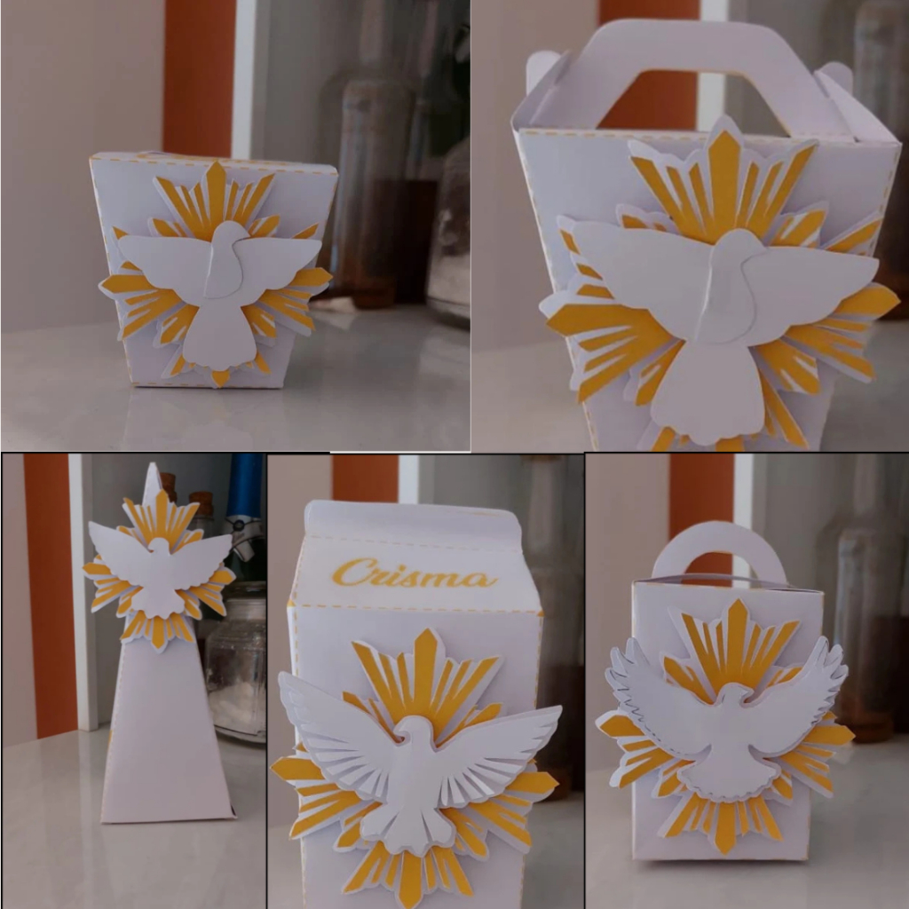 Kit Caixinhas Personalizadas Tema Crisma ou Batizado Festa Infantil Lembrancinha Aniversário PEGUE E MONTE