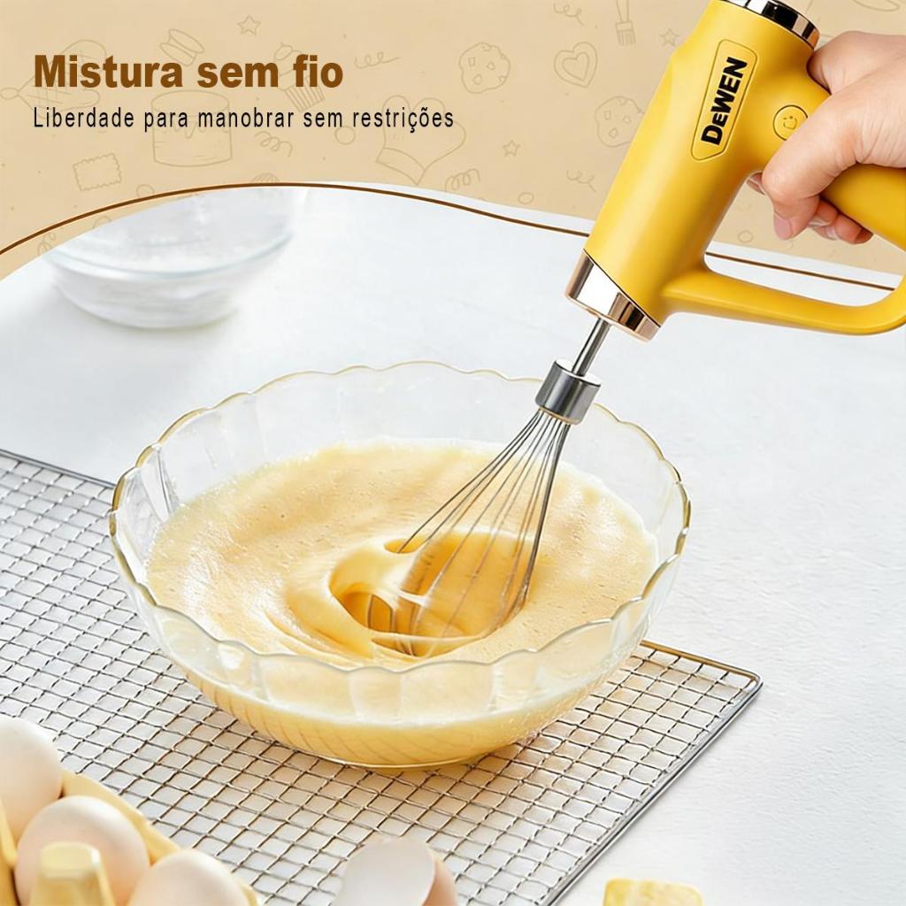 Batedeira de Mão Elétrica 7 Velocidades 127V Mixer Portátil p/ Bolo e Massas Cozinha