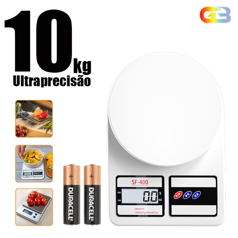 Balança digital cozinha precisão pilhas inclusas AA 10kg
