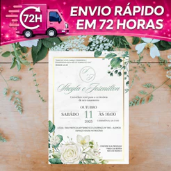 100 Convites de Casamento (PROMOÇÃO - 3 DIAS ÚTEIS PARA ENVIAR)