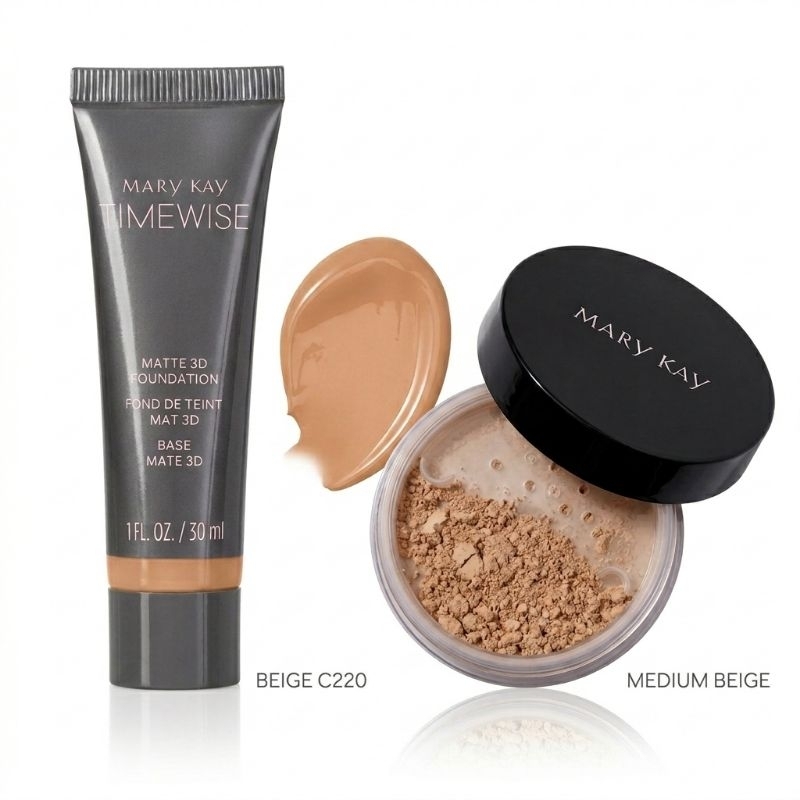 kit base Timewise Mary Kay e pó acabamento acetinado