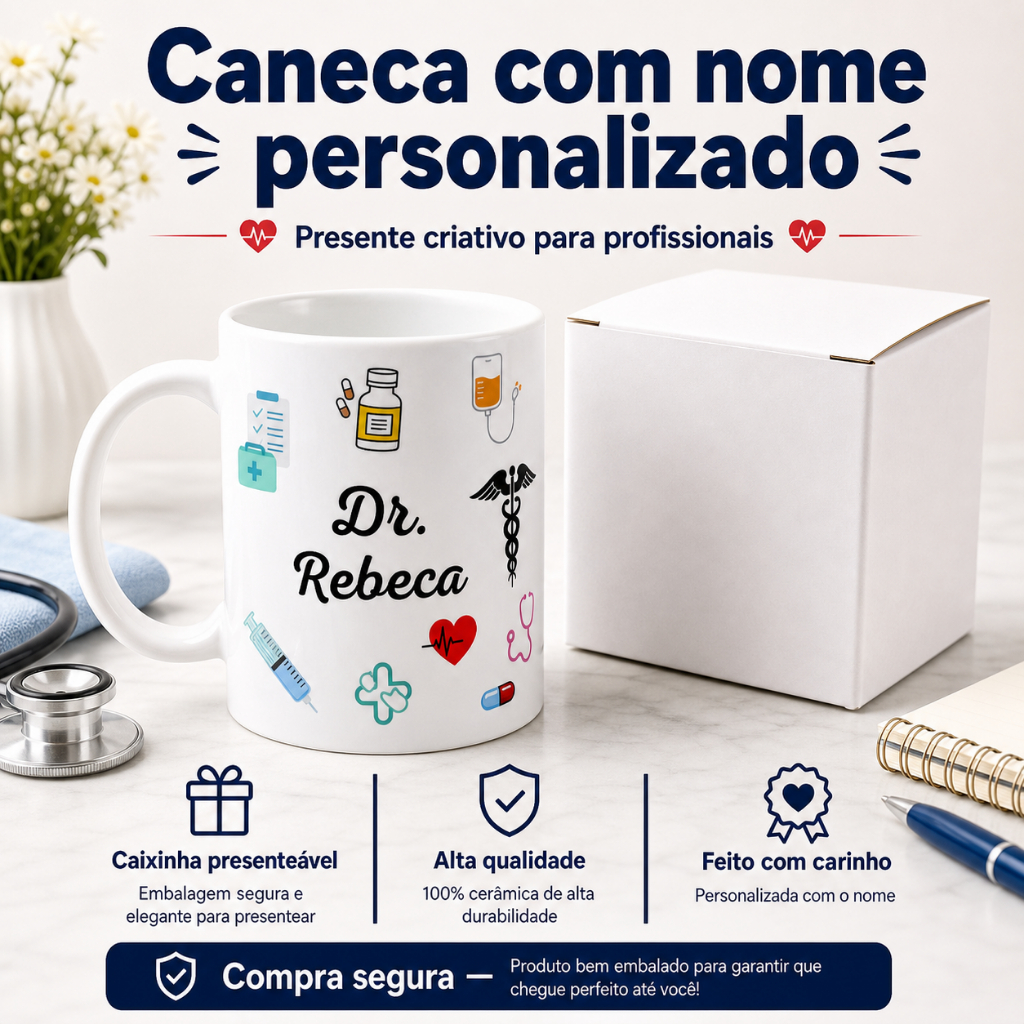 Caneca Personalizada  Medicina Enfermagem com Nome xicara medicina enfermagem pronta entrega medico