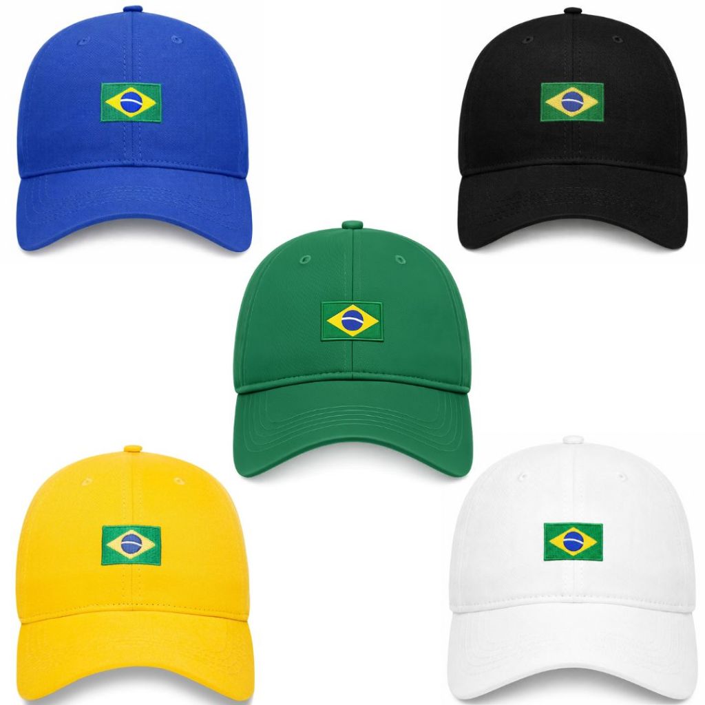 Boné Bandeira do Brasil seleção brasileira casual unissex bordado Aba Curva