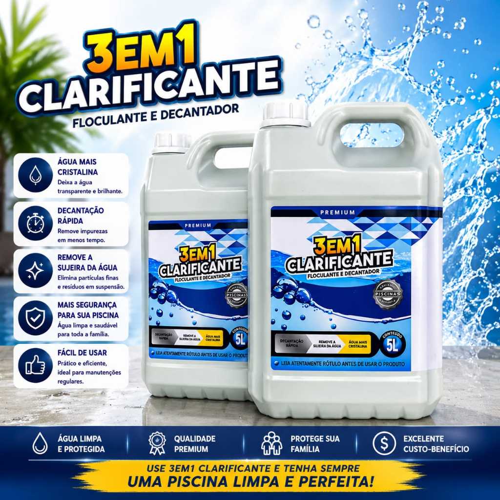 Kit 2 Clareador Piscina 3x1 para Piscina Águas Perfeitas 5 Litros