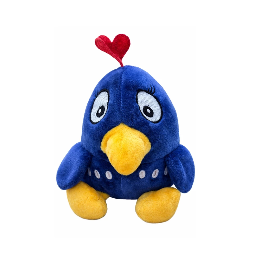 Pelúcia Passarinho Azul com Crista Vermelha – Boneco de Pelúcia Infantil Macio e Fofo