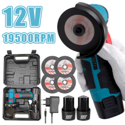 Esmerilhadeira Lixadeira Elétrica Recarregável Sem Fio Bivolt 110v/220v 2 Baterias 12V e Com Maleta