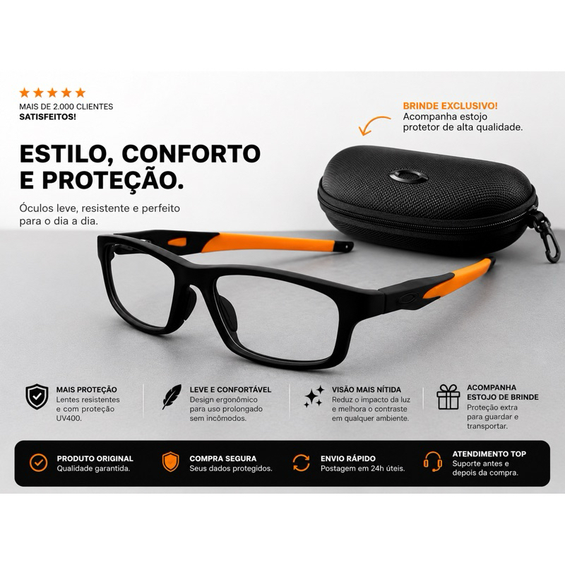 Armação de Óculos sem Grau Masculino Coleção Esportiva