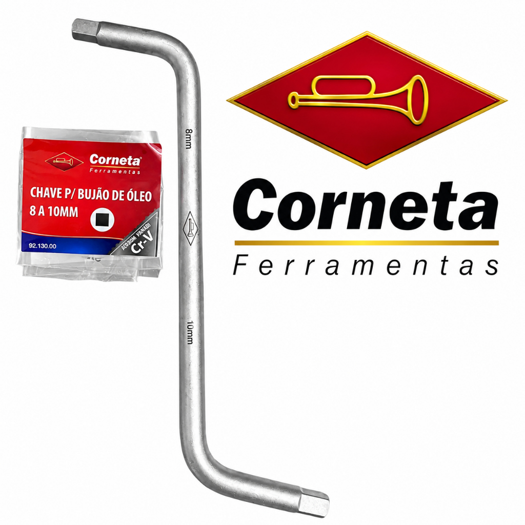Chave Para Bujão Óleo Renault E Peugeot 8x10mm Profissional Corneta