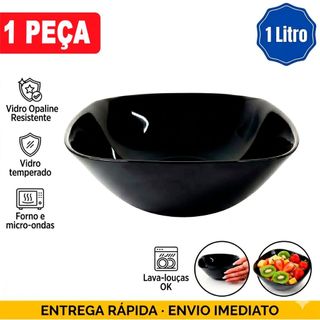 Tigela Quadrada Bowl Black Preta Opaline 600ml  Resistente
