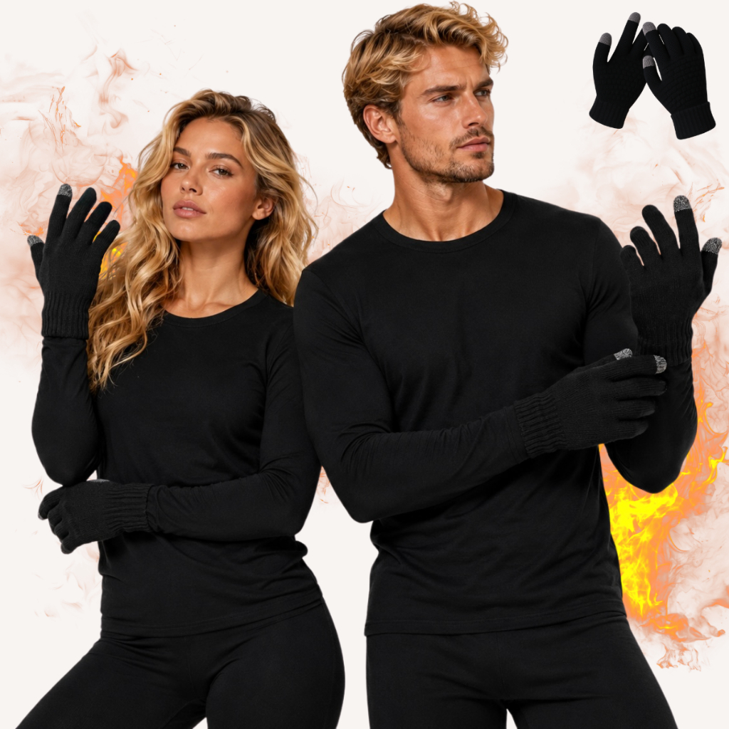 Kit Frio Conjunto 2º Pele Camisa + Calça Térmica Luva Touch Inverno Frio Masculino Feminino