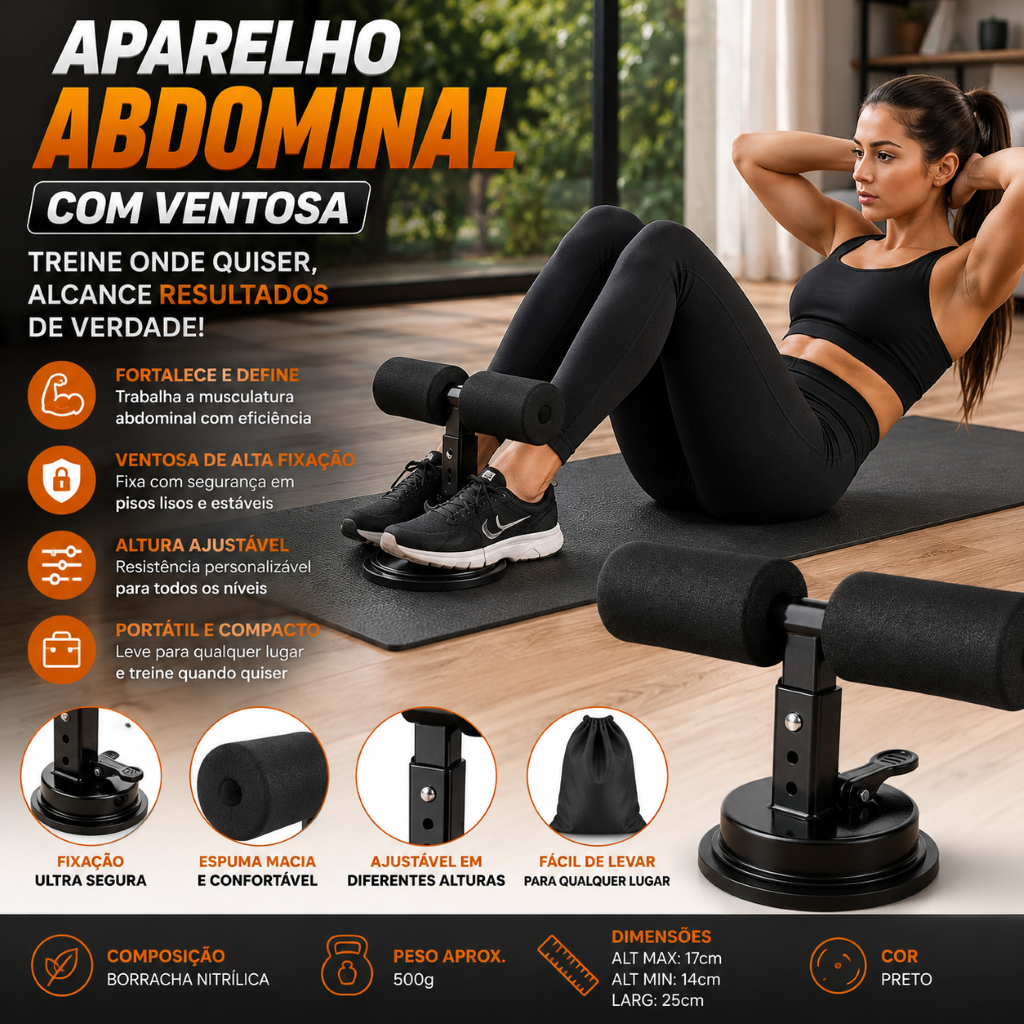Aparelho Abdominal Ventosa Fitness Portatil Tonificacao Muscular Exercicios Casa