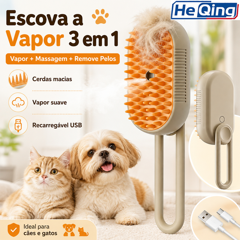 Escova A Vapor Para Gatos Cães 3 Em 1 Escovas Elétricas De Pêlos Pentes De Massagem