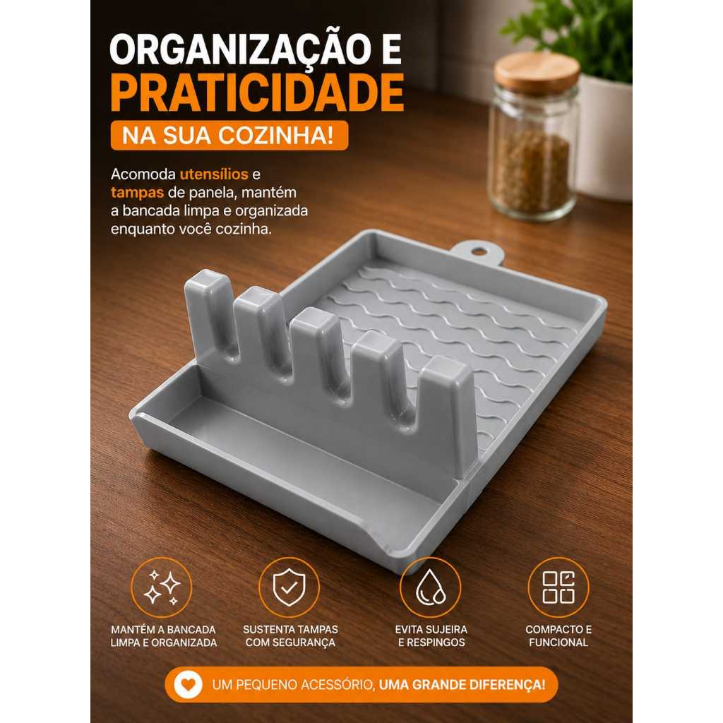 Descanso de Talheres e Tampa de Panela para Cozinha - Concha, Colher, Espátula...
