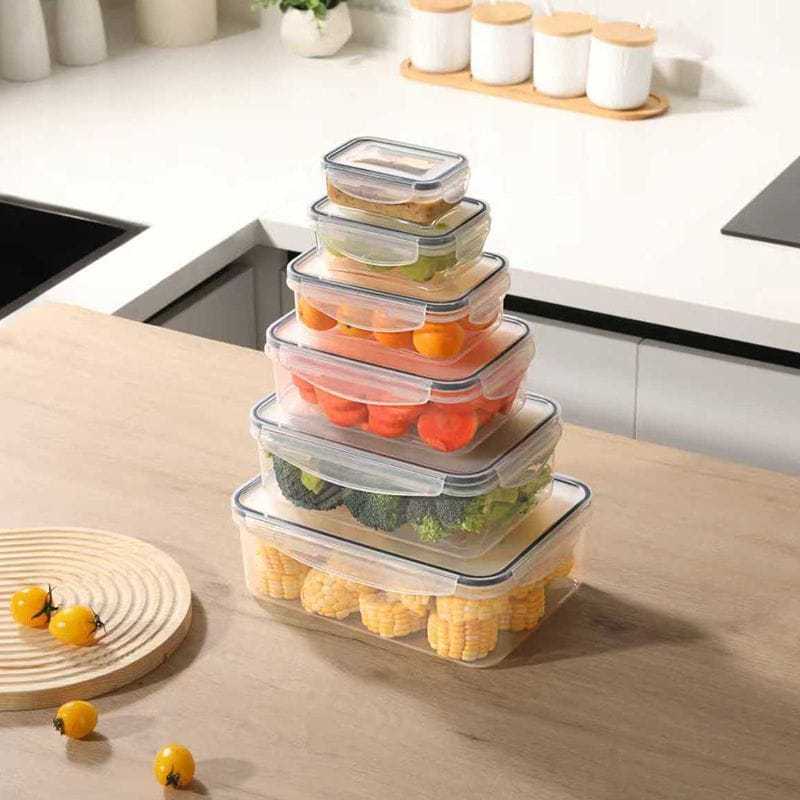 Kit De 6 Potes Herméticos Plastico Para Mantimentos Micro-ondas Alimentos Geladeira Frutas Marmita