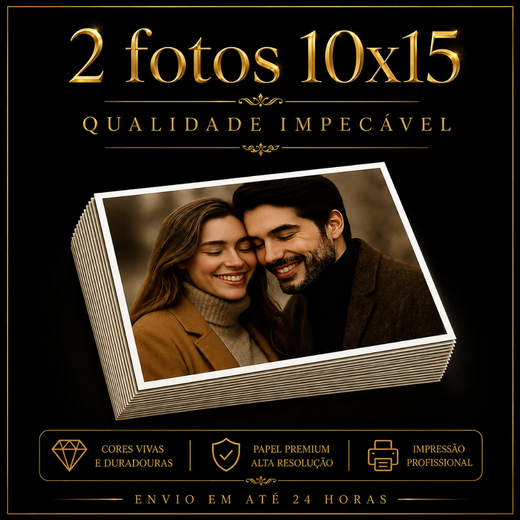 Kit 2 Fotos 10x15 cm Reveladas em Papel Fotográfico Premium – Alta Qualidade, Cores Vivas, Impressão Profissional