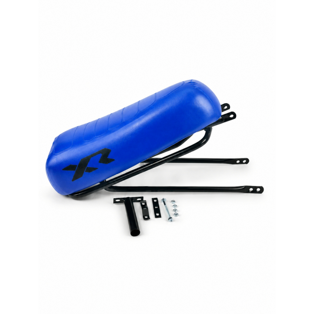 Banco XR Azul Com Bagageiro Preto Completo Rabeta Para Mobilete e Bicicleta