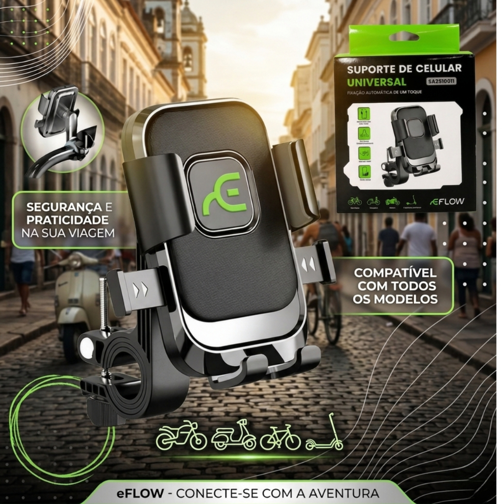 Suporte De Celular Moto E Scooter Bicicleta Ajustavel 360 Eflow Universal Bike Para Telefone