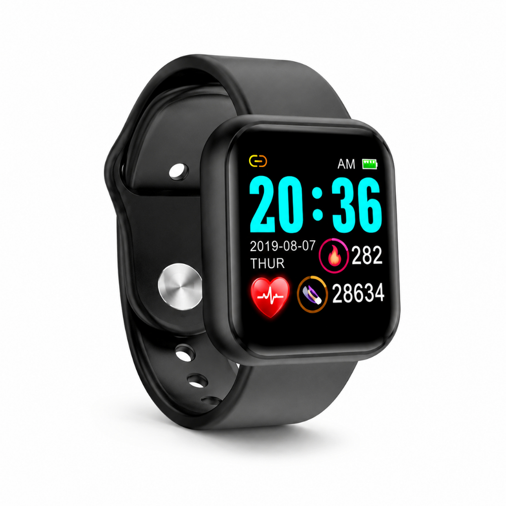 Relógio Smartwatch Inteligente Fitness Preto Tela Colorida Monitor Cardíaco Contador De Passos Masculino Feminino