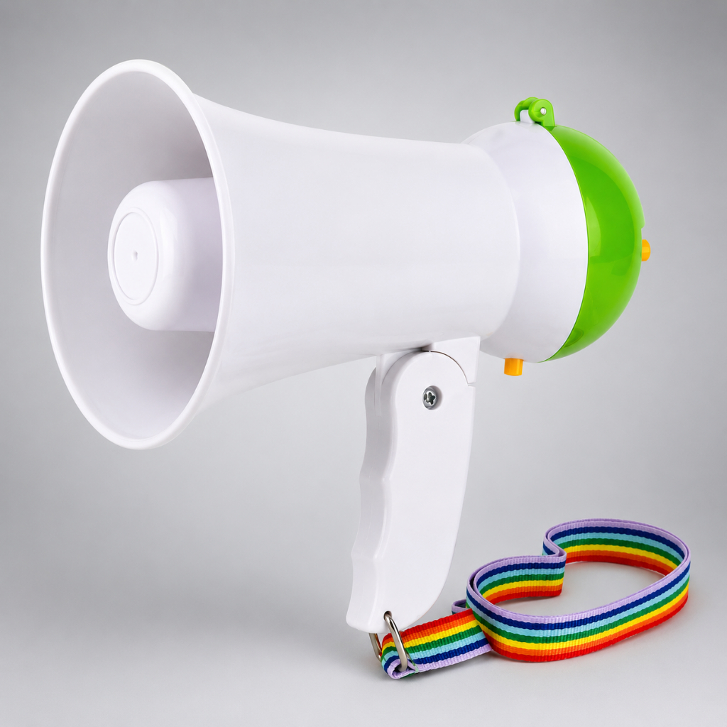Megafone Portátil Mini Amplificador De Voz Com Sirene Gravador Ajuste Volume 15cm