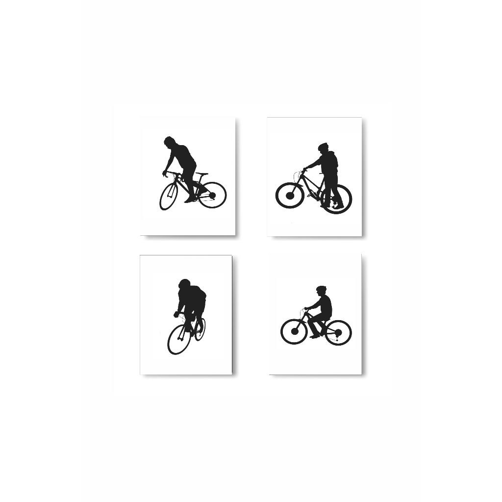 Quadro Decorativo Bike Bicicleta Ciclista Decoração Casa Quarto 4 Peças