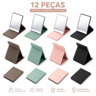KIT12 Espelho de Maquiagem Dobrável Portátil de Mão e Mesa