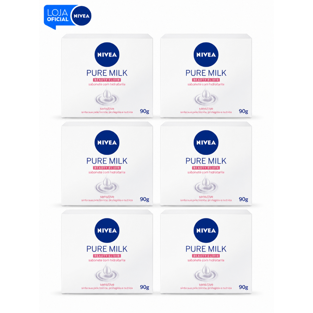 KIT NIVEA Sabonete em Barra Pure Milk Sensitive 90g - 6 Unidades