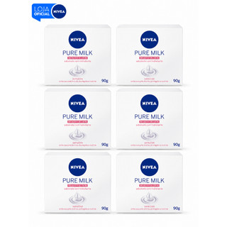 KIT NIVEA Sabonete em Barra Pure Milk Sensitive 90g - 6 Unidades