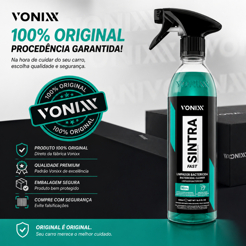 Sintra Vonixx Bactericida Flotador Ph Balanceado 500ml Limpeza Interna Veicular Bancos Forros De Portas Painéis Tapetes