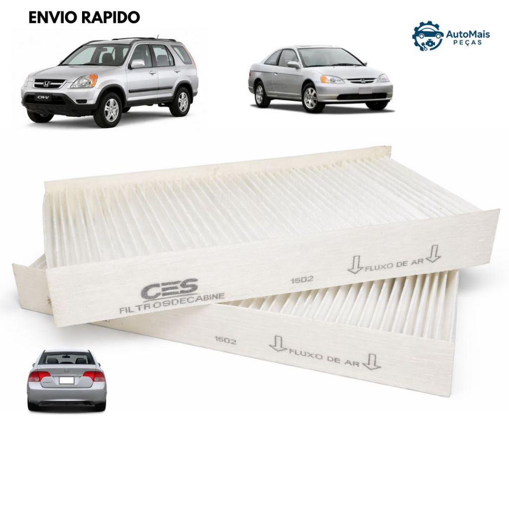 Par Filtro Cabine Ar Condicionado Honda Civic 2001 2002 2003 2004 2005/ CRV 2002 2003 2004 2005 2006