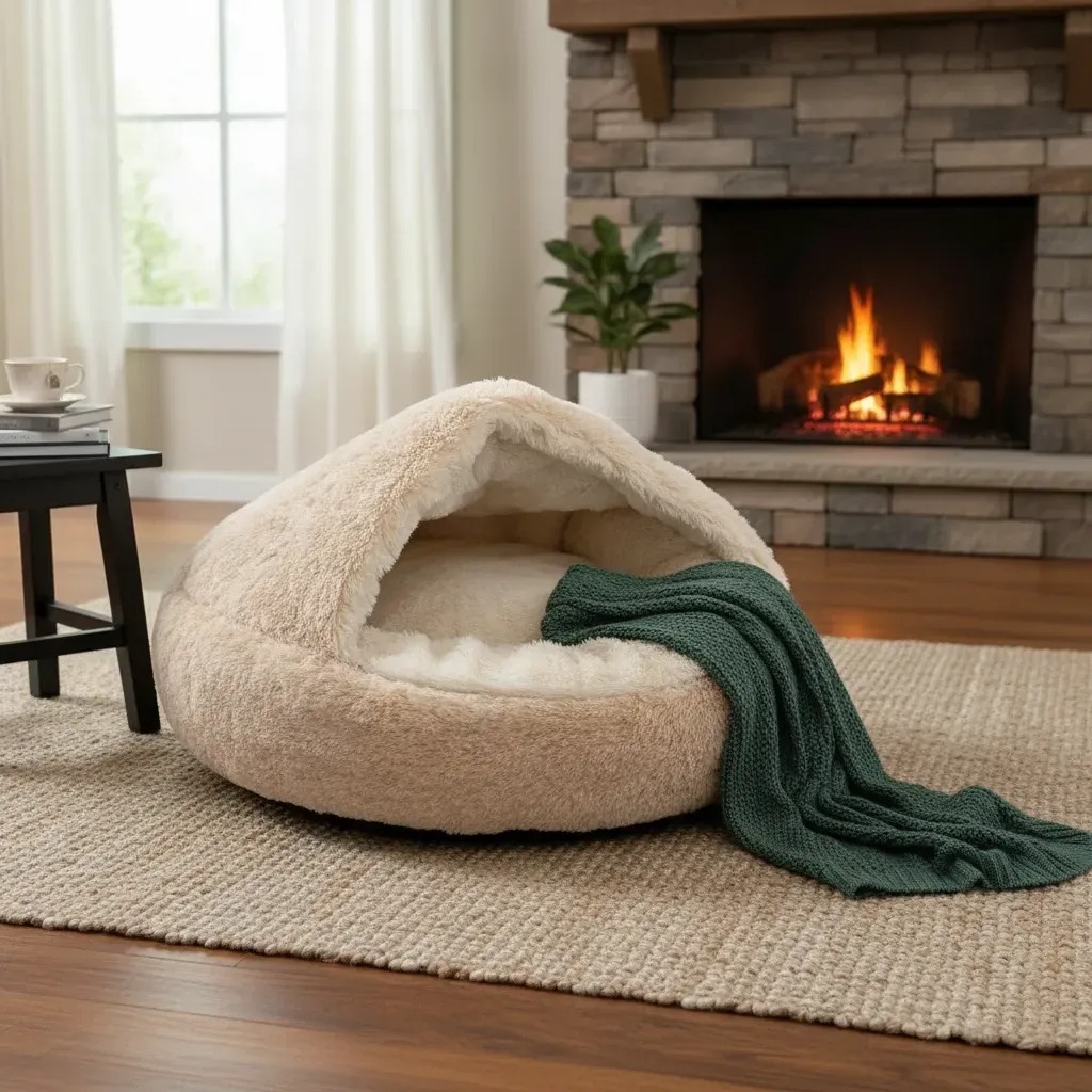Cama Pet Nuvem Coberta Donut Fechada Casinha com Cobertura Pelucia Iglu Plush M ou G