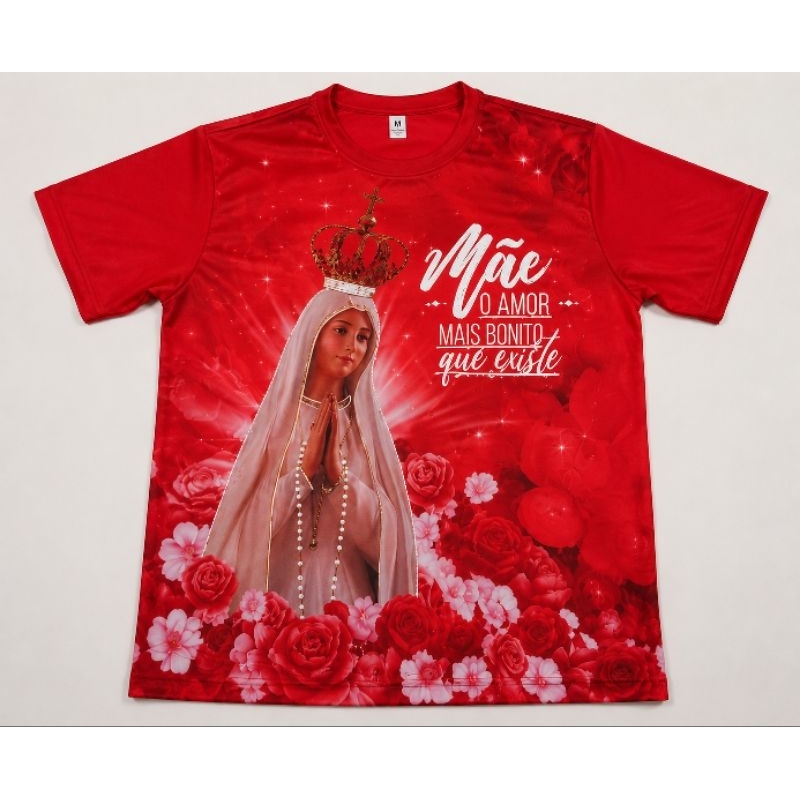 Camisa religiosa nsra de Fátima bordada strass tam gg