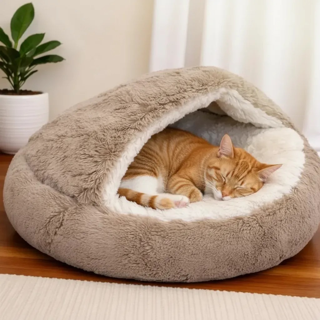CAMINHA PET NUVEM COBERTA TAM M DONUT FECHADA CAMA COM COBERTURA PLUSH PELUCIA IGLU CASINHA  M OU G