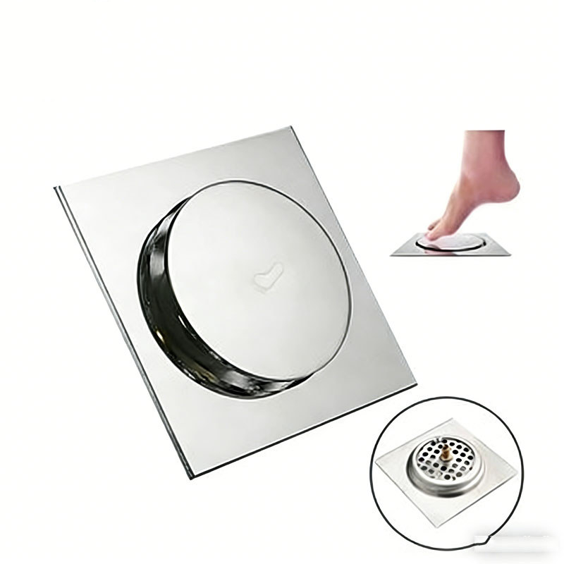 Smart Click Drain in Stainless Steel Metal 10x10/15x15 Black Chrome Round Bathroom Floor Black/Silver/Gold