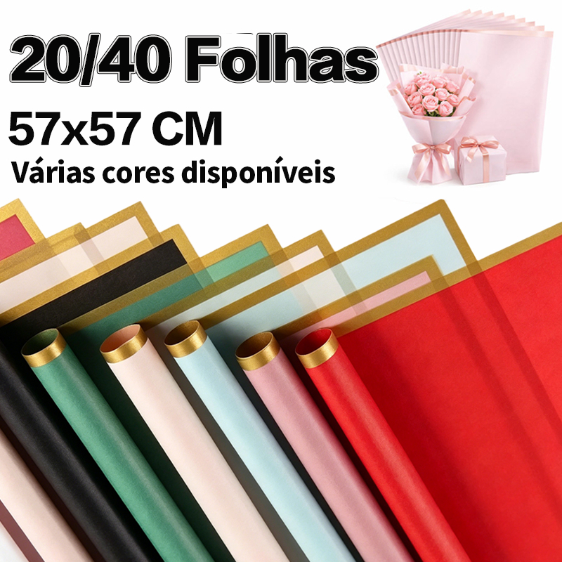 KIT 20/40 Unidades Papel Para buquê de Flores e Buquês Impermeável Aromático